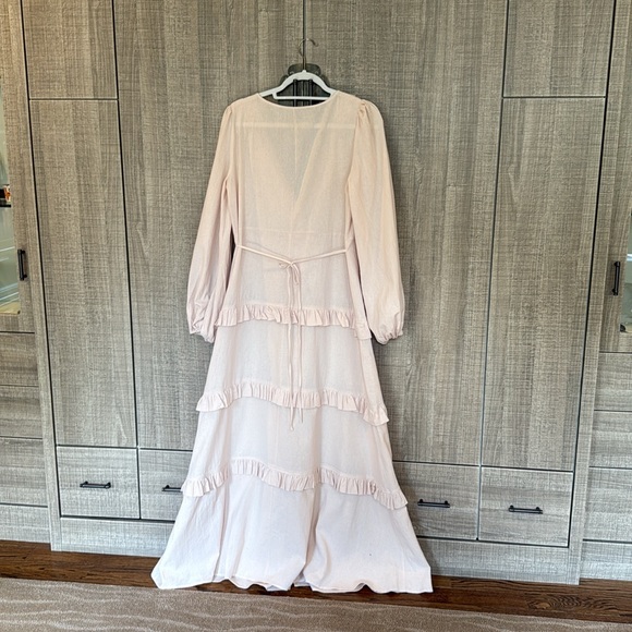 Commense Cotton & Linen Semi-Sheer Ruffle Trim Long Dress - Picture 16 of 16